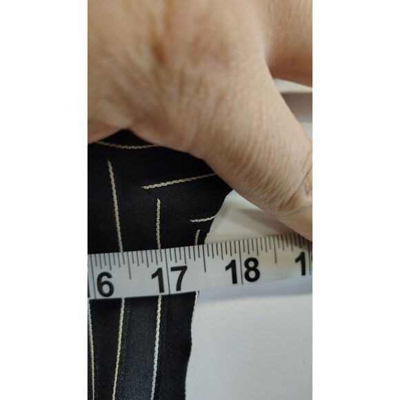 Vanity Small Black White Pinstripe Women's Button-Up Cap Sleeve Blazer - Picture 5 of 5